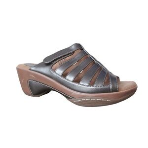 Rialto Valencia Comfort Clog Sandals 9 Pewter Memory Foam Open Toe Classic